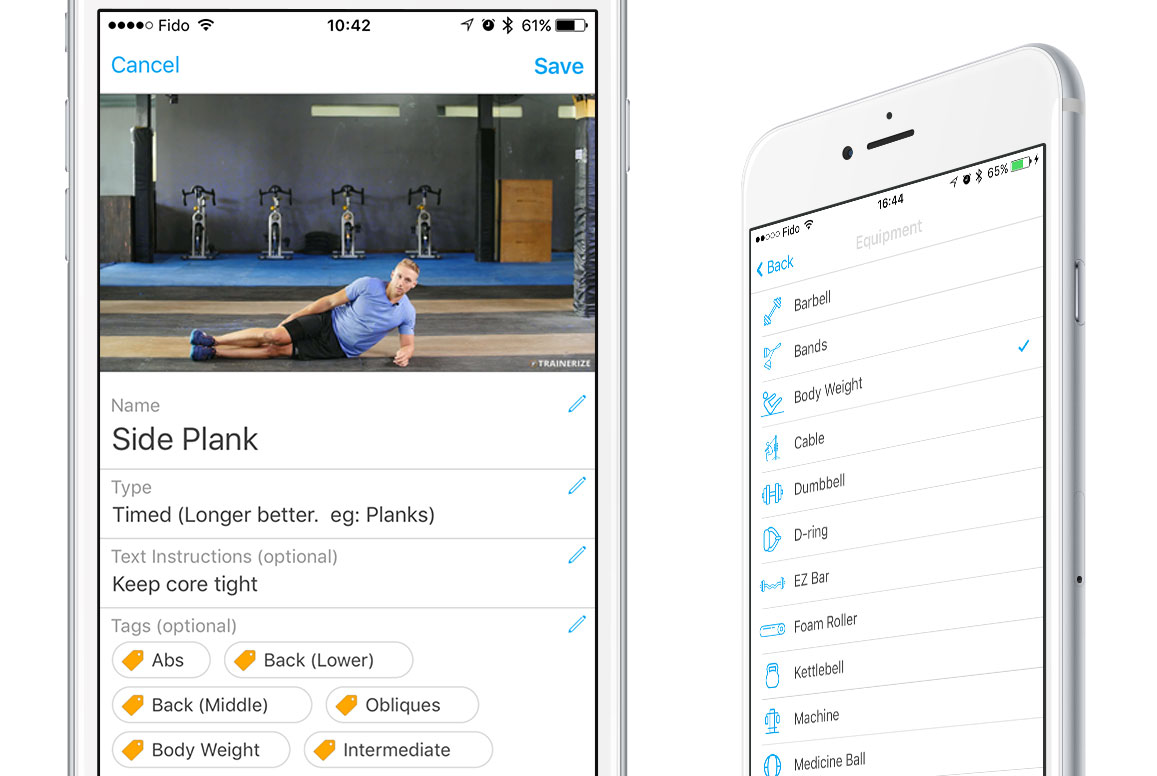 exercise filtering app