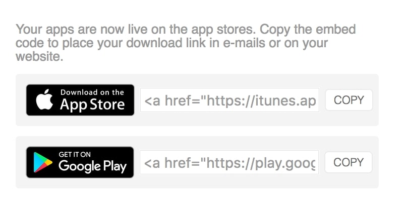 Use your app's embed codes to add badges to your website!