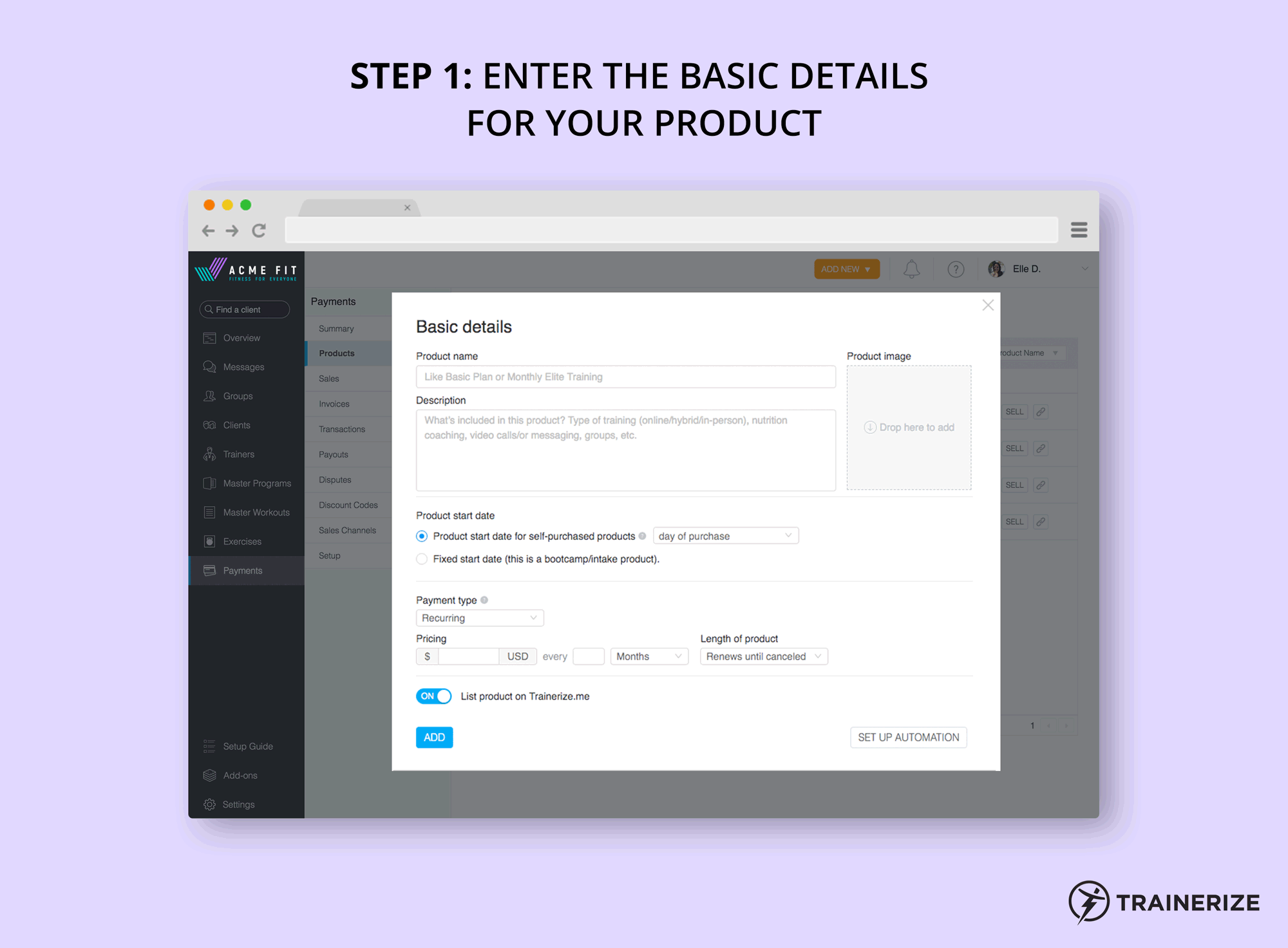 New Trainerize Pay Automation Setup Process