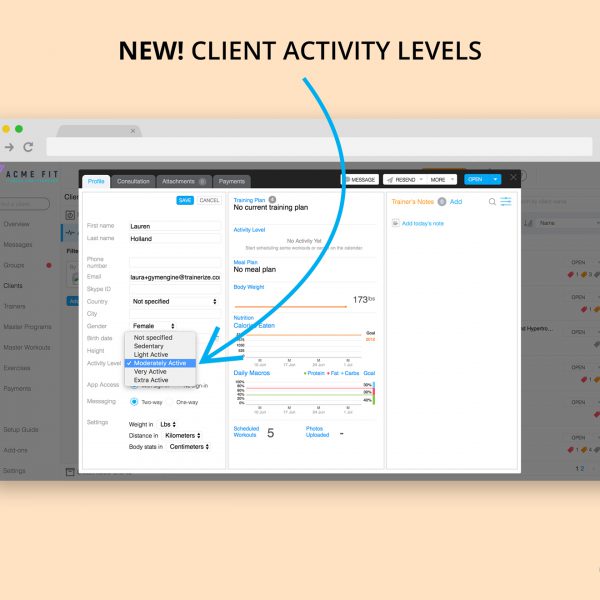 Clientview Trainerize NewInTrainerize-ClientActivityLevels • Fitness Business Blog