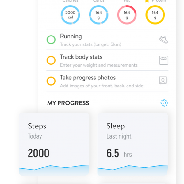 A new dashboard with new progress tiles to display data from Apple Health and wearables