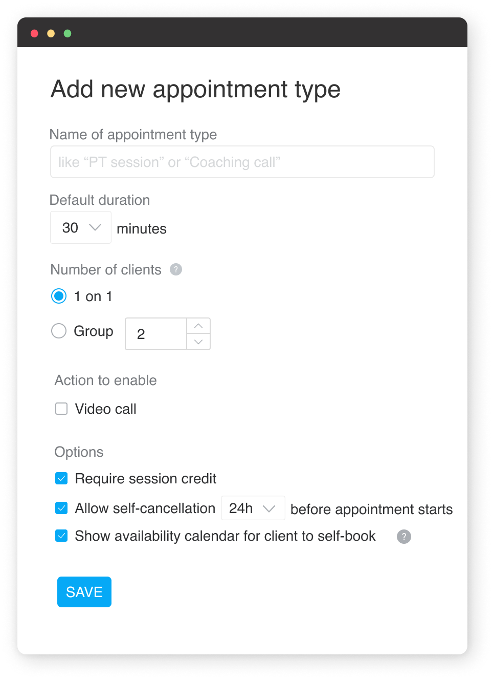 Add a new appointment type