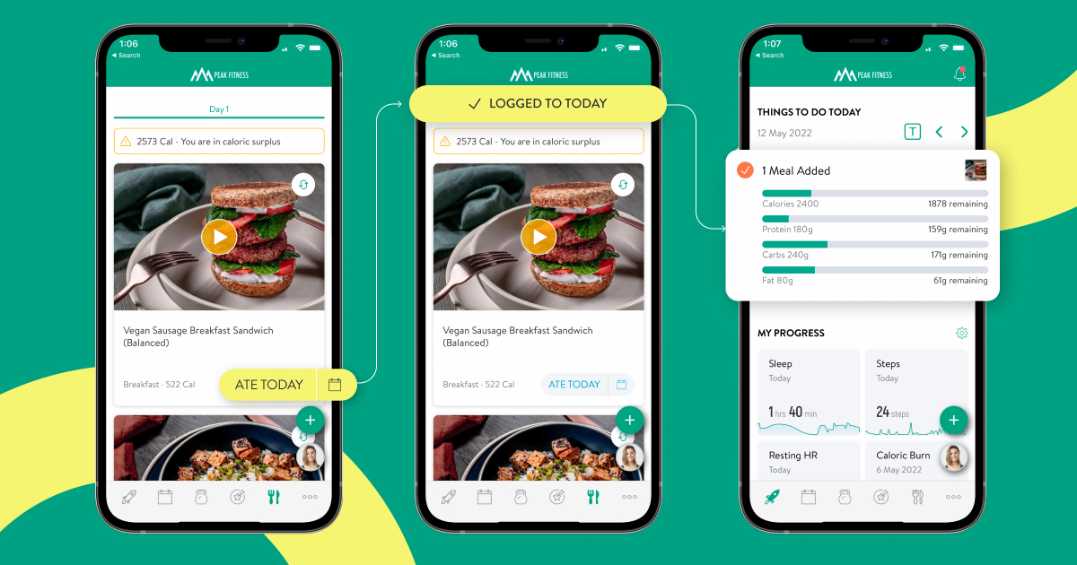 Track your meals with a tap of a button and simply add the date