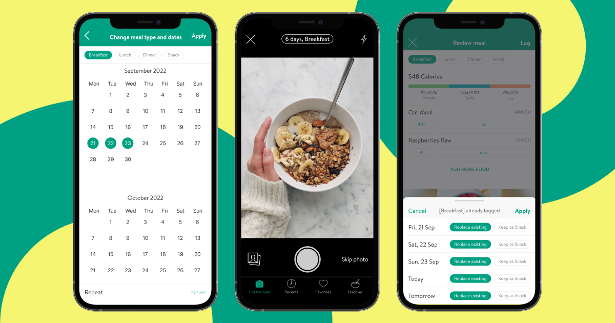 Save time by tracking your meals in advance. 