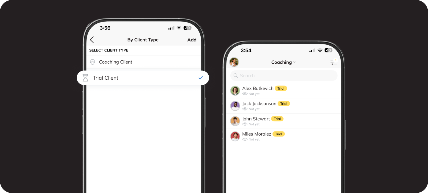 Mobile view for Trail Clients